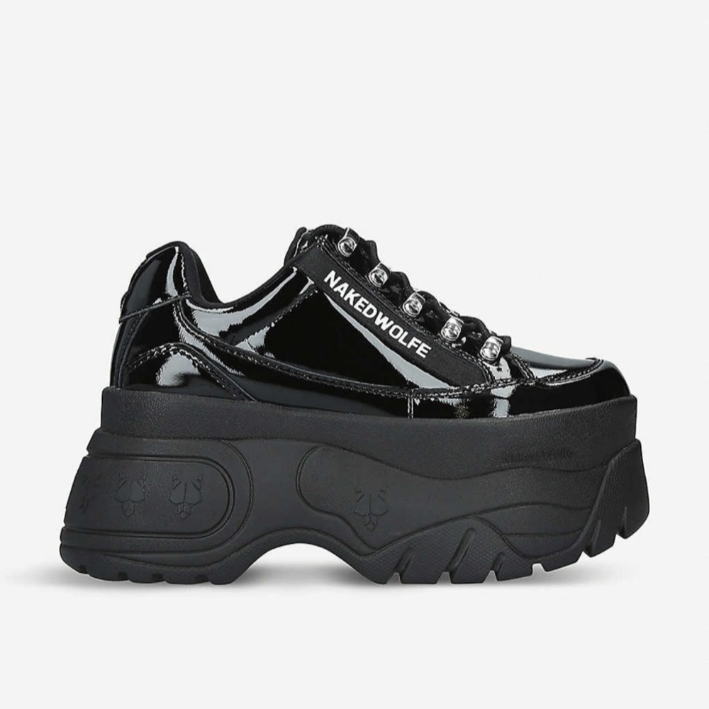 Naked Wolfe Black Leather Patent Leather Shoes